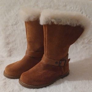 Toddler Girl Brown Ugg Tall Boots size 10 Rear Zipper Suede Leather Brand New